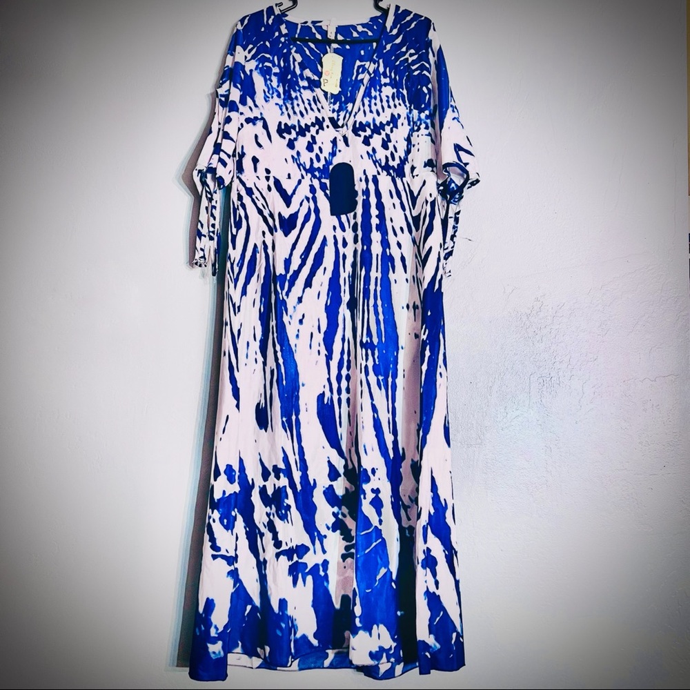 Cheng Xin | Super Soft Blue Tir Dye Pattern Dress Beach Dress // XL